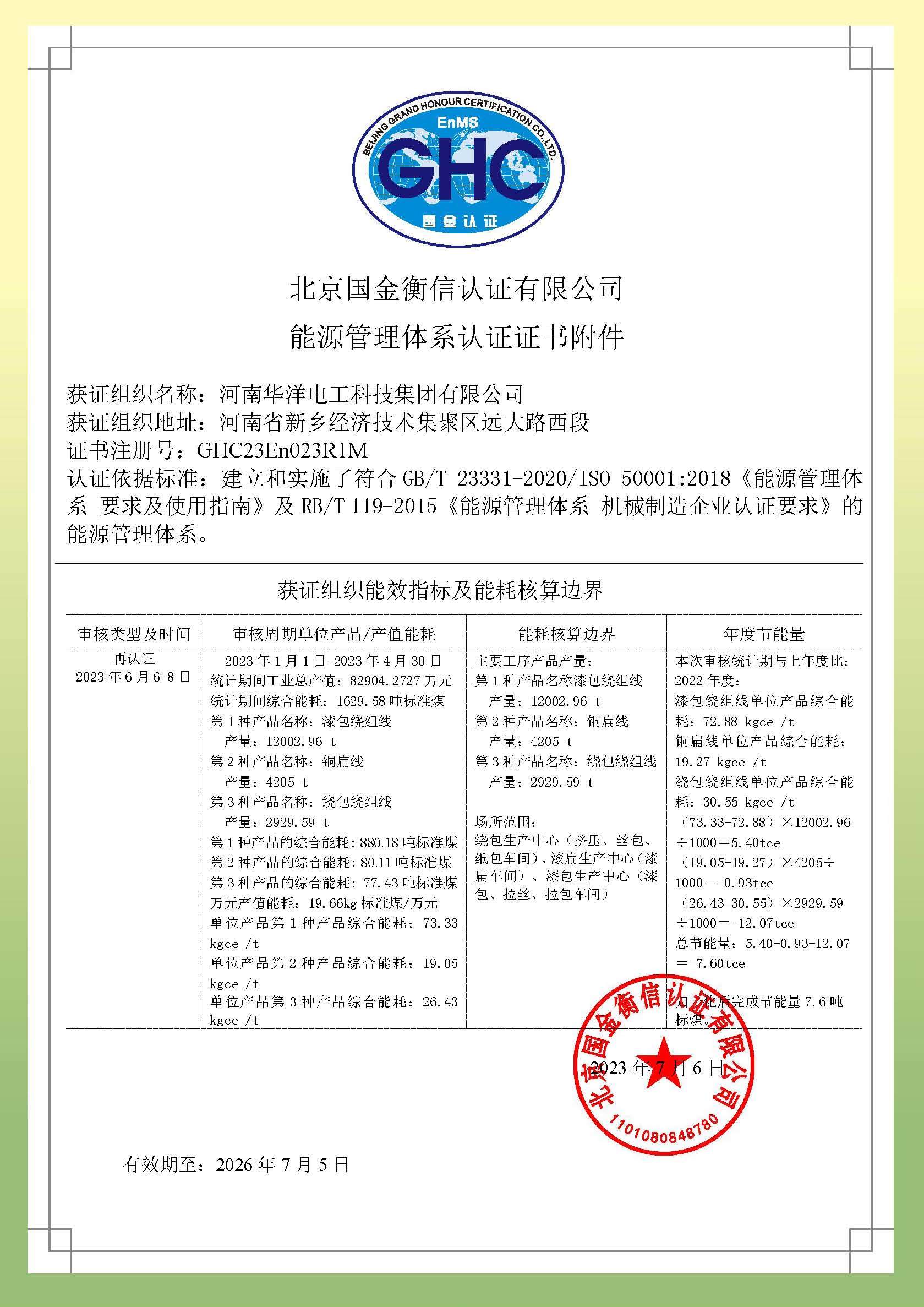 能源体系证书
