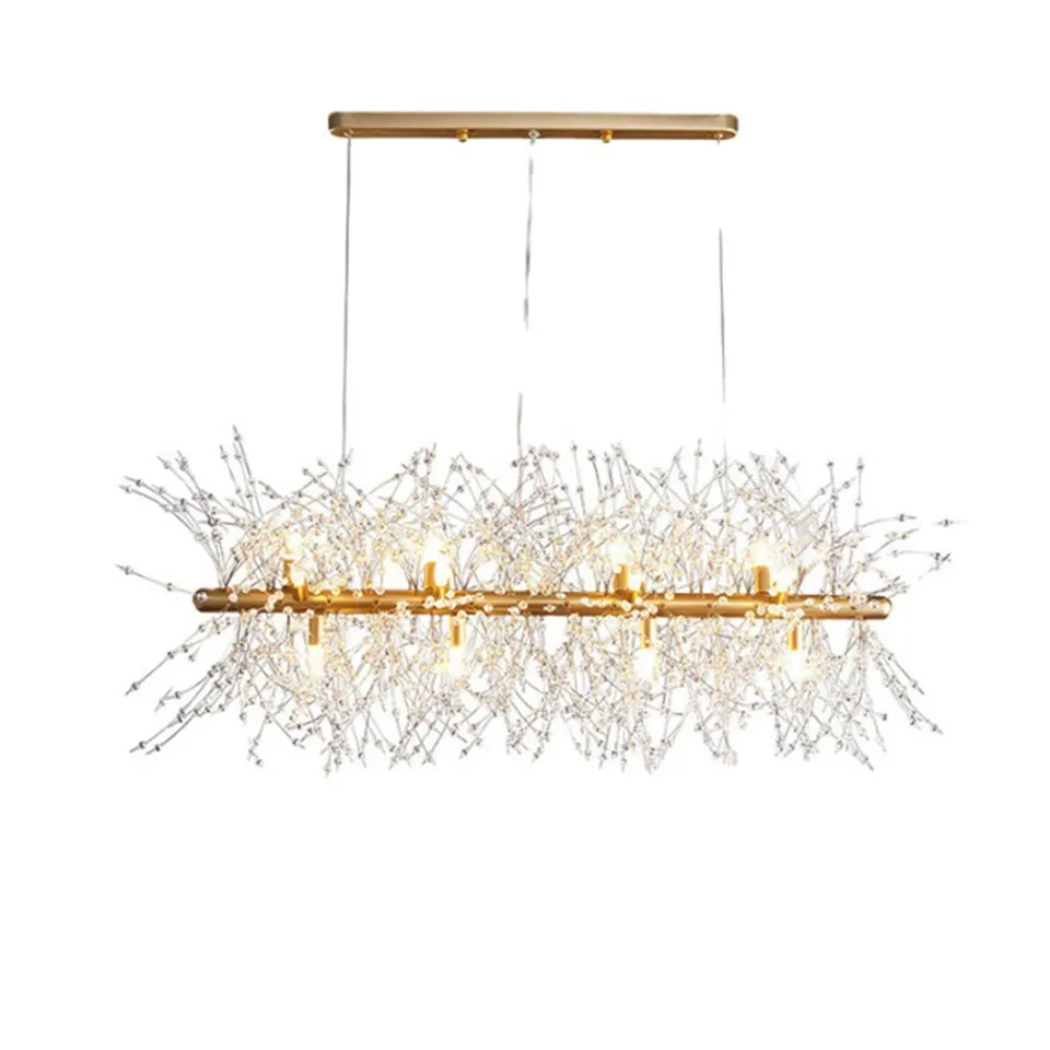 900mm Indoor home decor led pendant light kitchen restaurant hanging lamps modern gold luxury dandelion k9 crystal chandelier