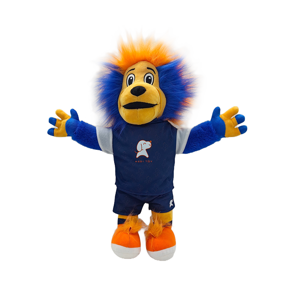 KDRTS-0081 Factory Custom 45CM Orange&Blue Hair Plush Lion Dog Toy