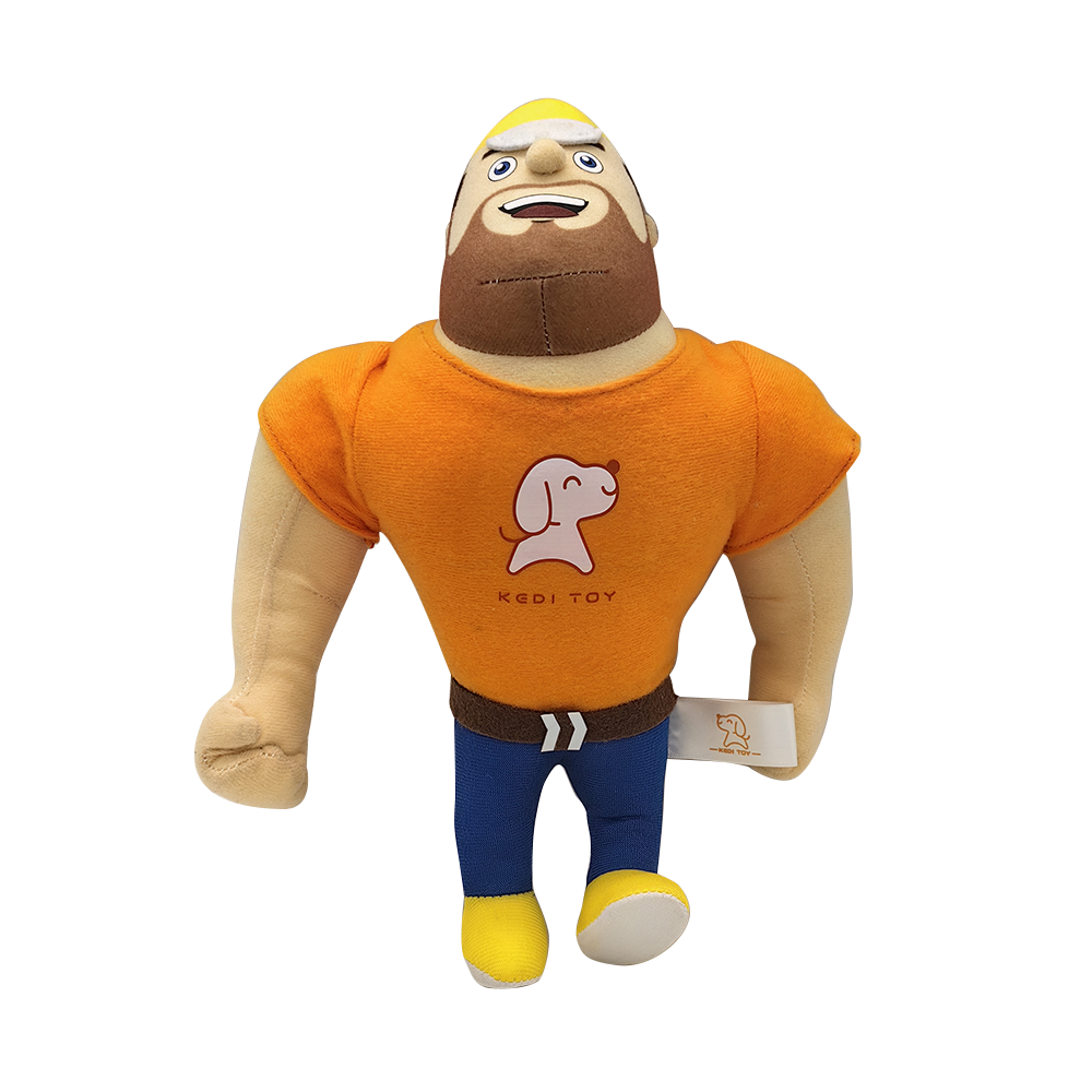KDRTS-0070 High Quality Orange T-shirt Muscle Man Soft Mascot Doll