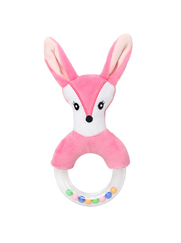 Plush Pink Fox Rattle Toy