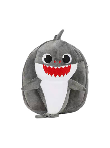 Cartoon Grey Shark Plush Backpack