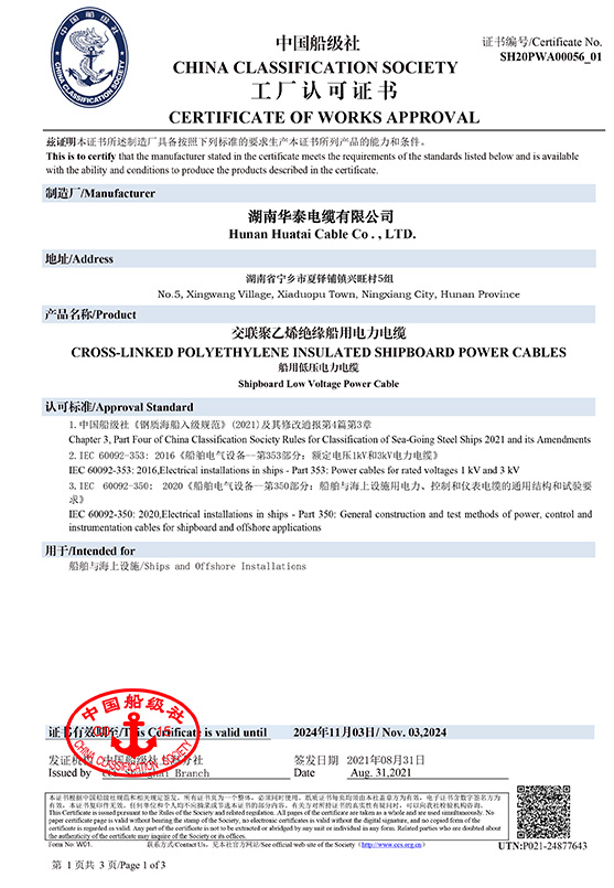 Marine Cable Certification