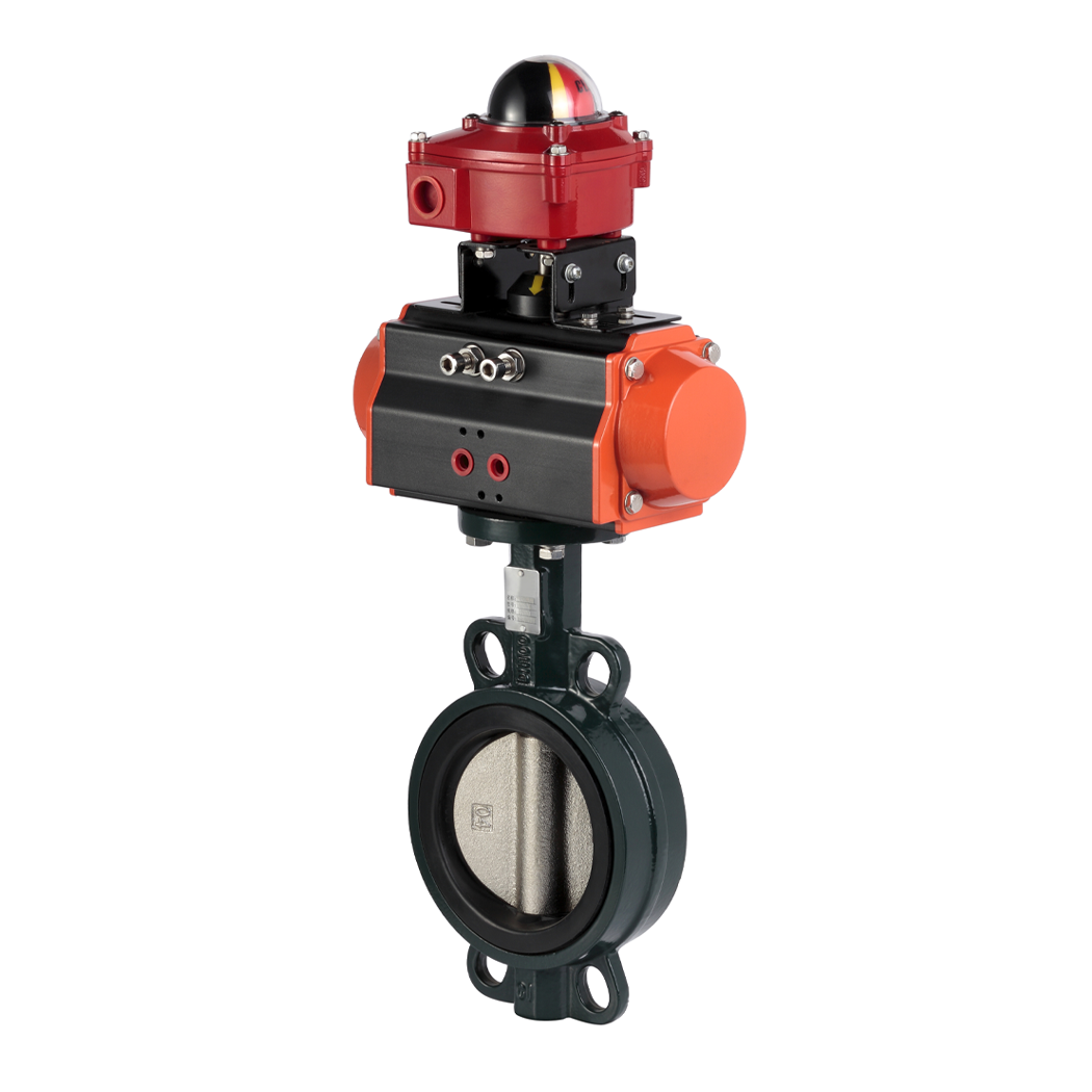 Pneumatic center line wafer butterfly valve