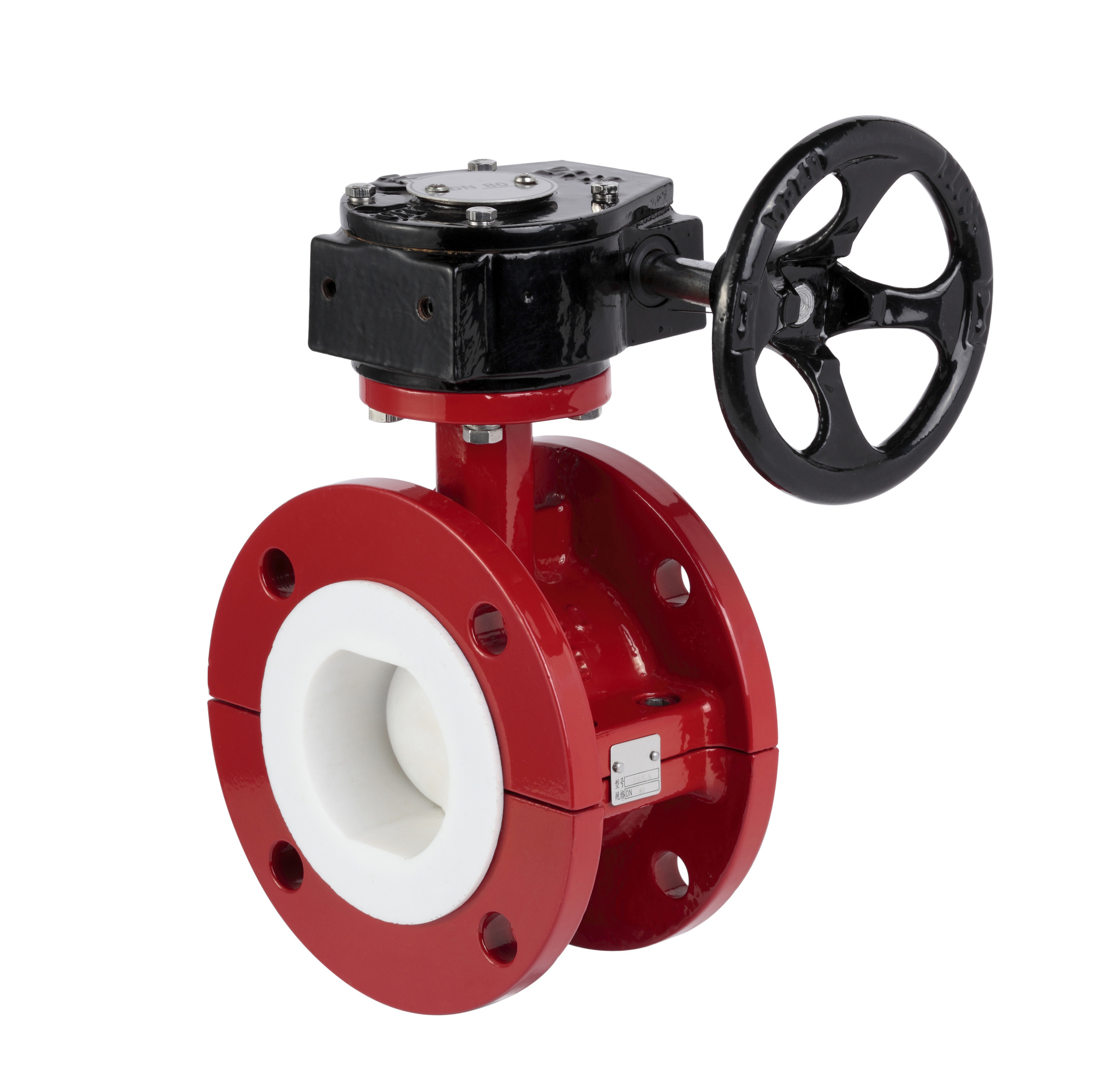Electric flanged fluorine-lined butterfly valve