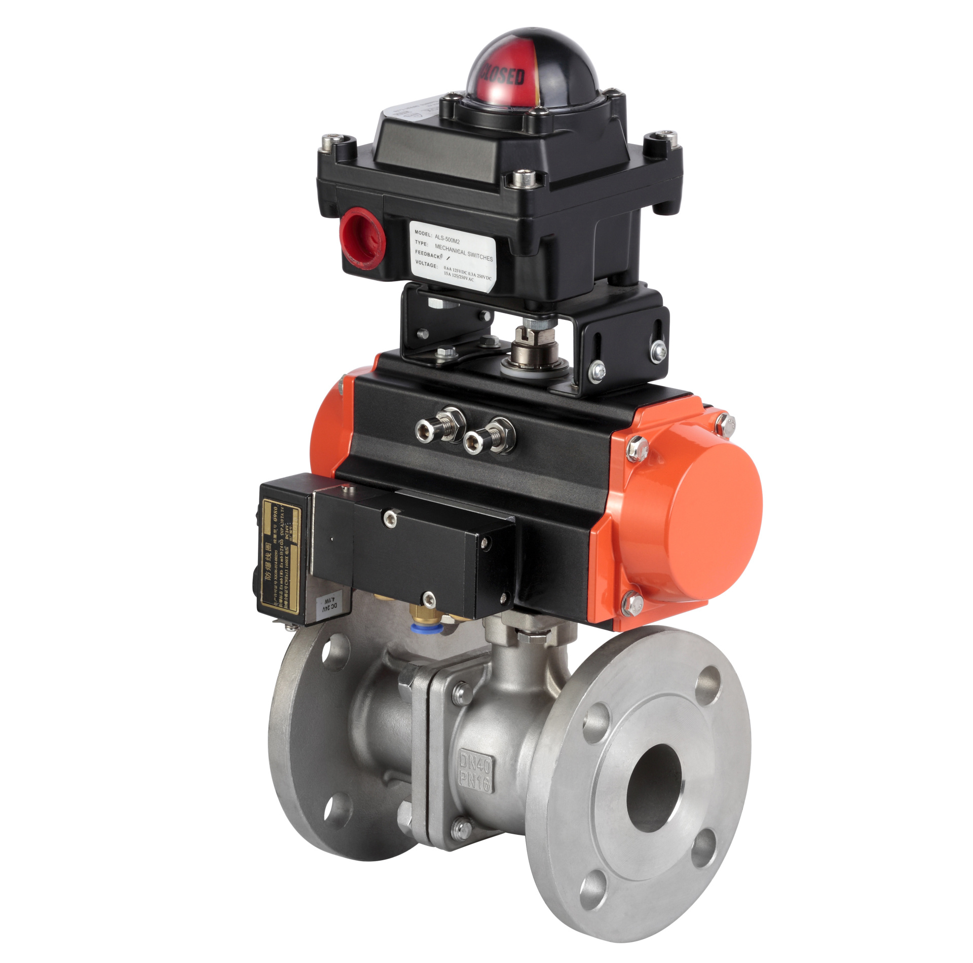 Pneumatic flanged ball valve
