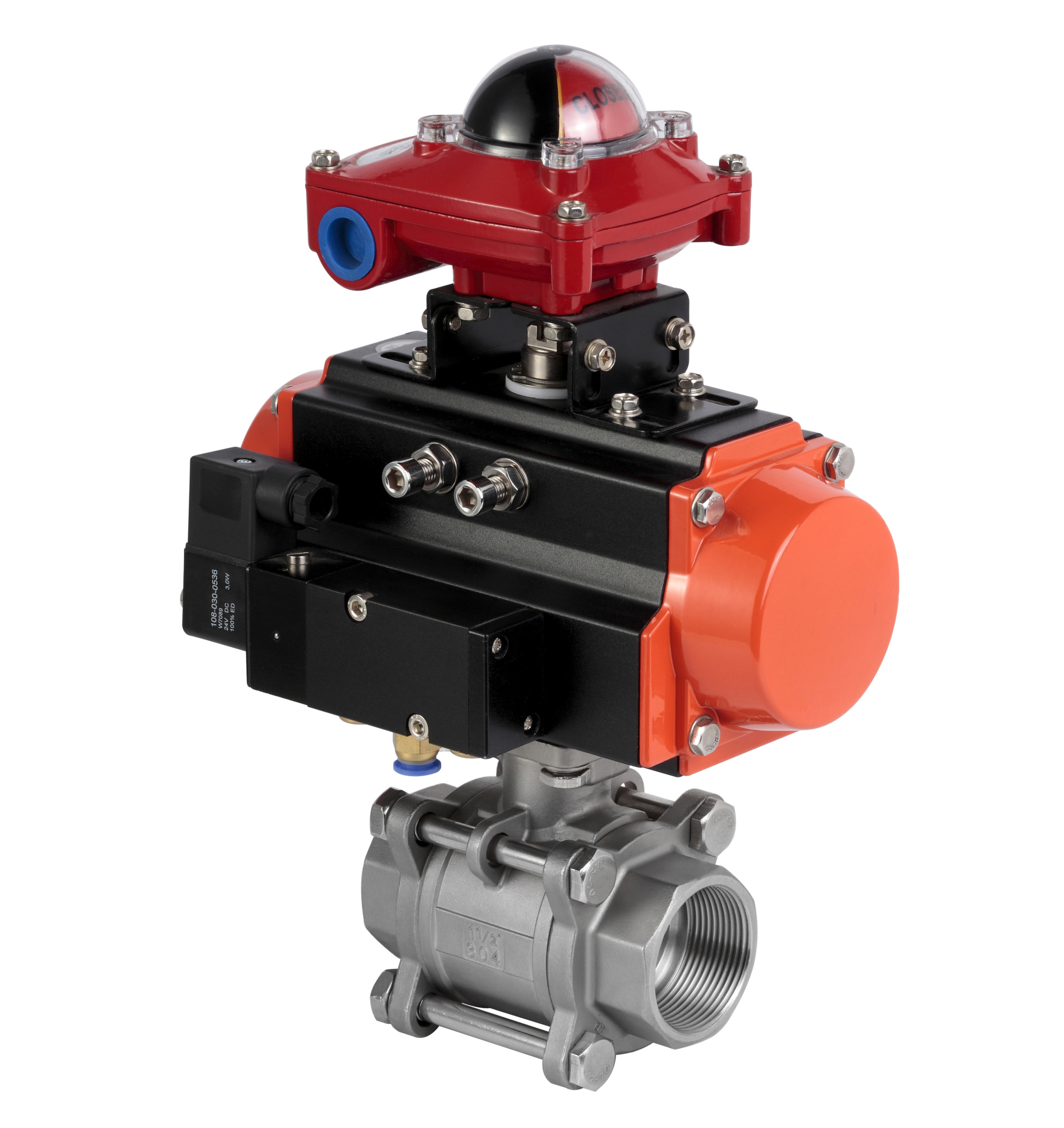 Pneumatic threaded ball valve