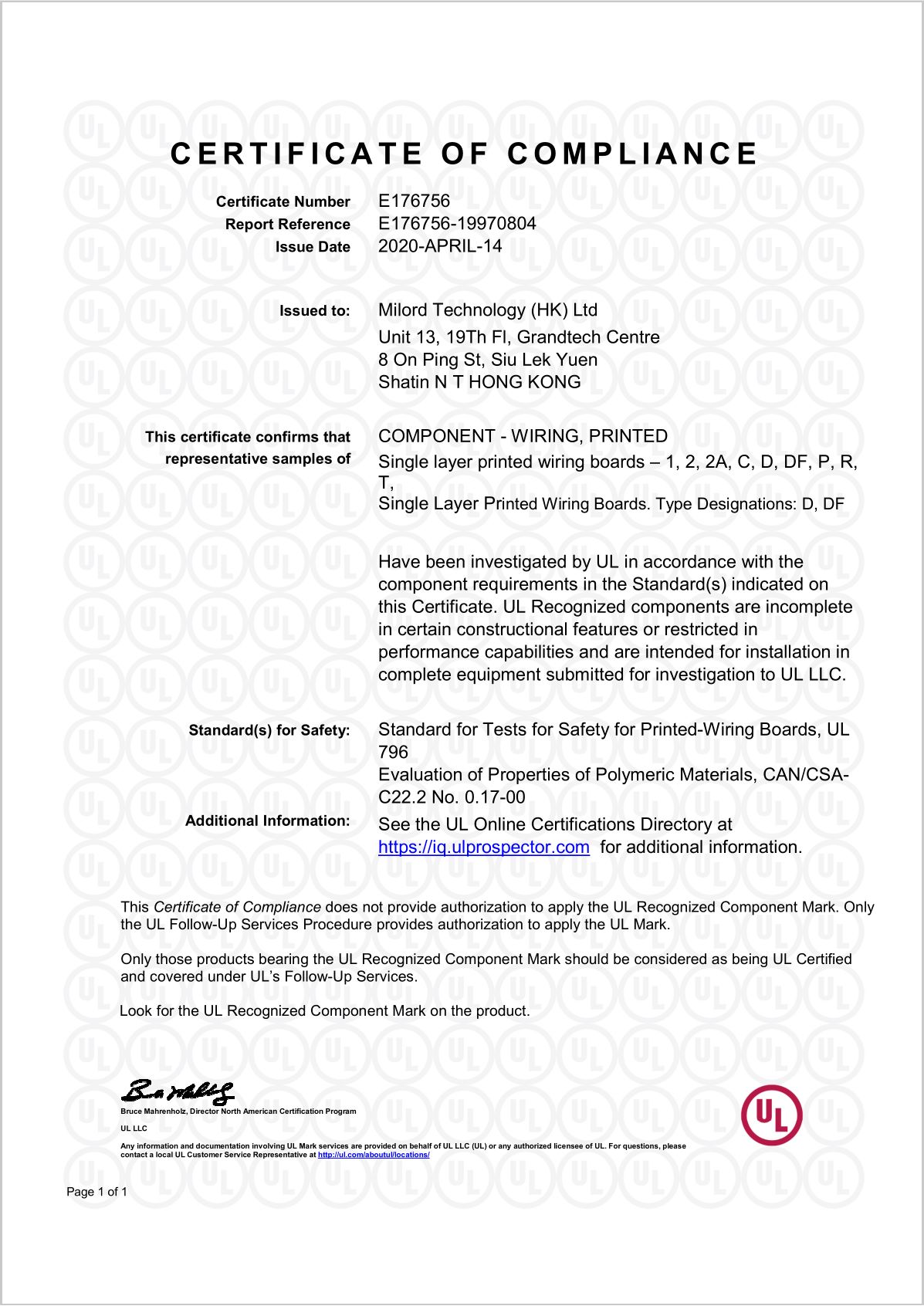 UL certificate