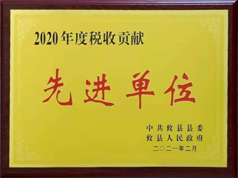 2020年度税收贡献先进单位 2020年度税收贡献先进单位