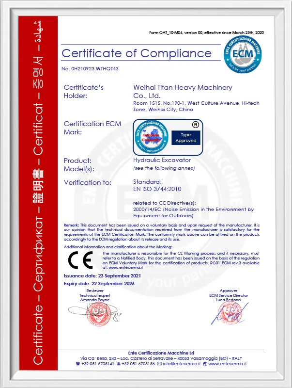 Noise Directive Certificate