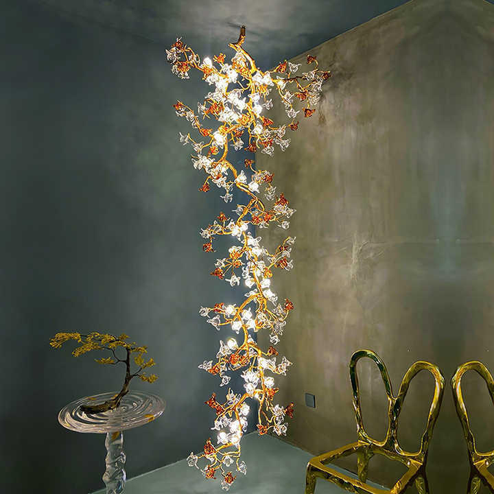 Luxury Flower Chandelier Dining Lighting Copper Lamp Gold Living Room Decoration Plafonnier