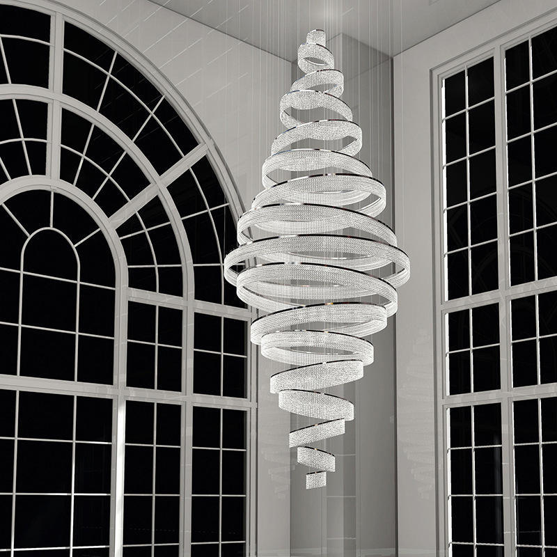 Stair Chandelier Large simple modern elegant crystal glass chandelier ring led chandelier home lighting