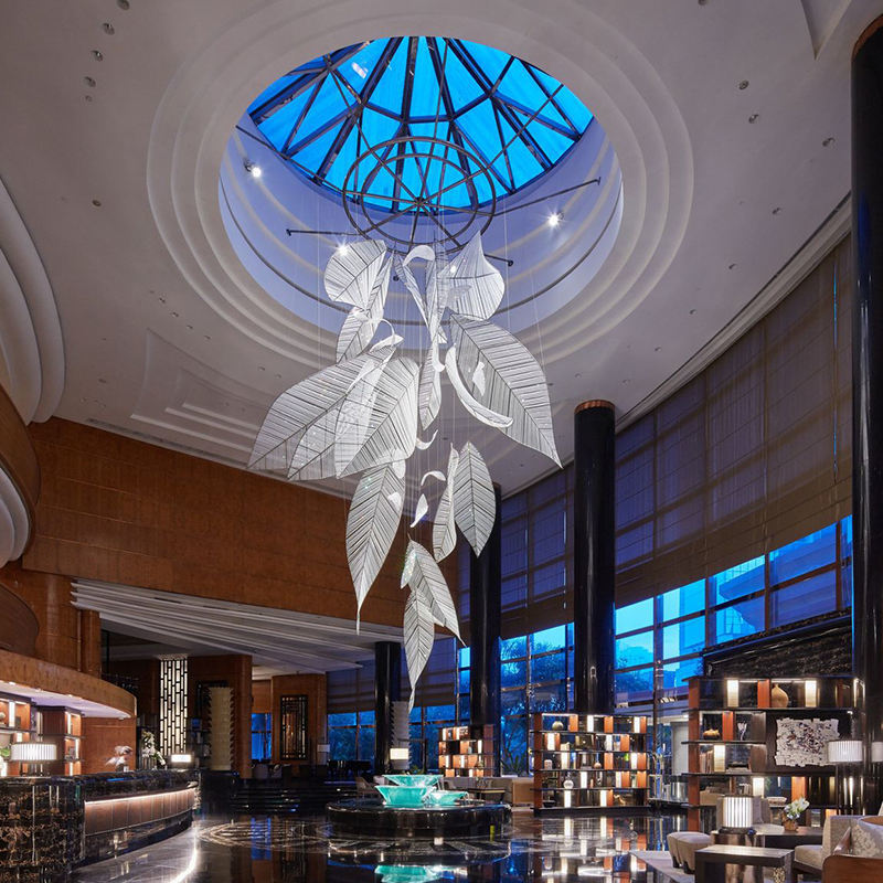 Customized Commercial Shops Corridor Modern Design Engineering Hanging Hotel Lobby Chandelier