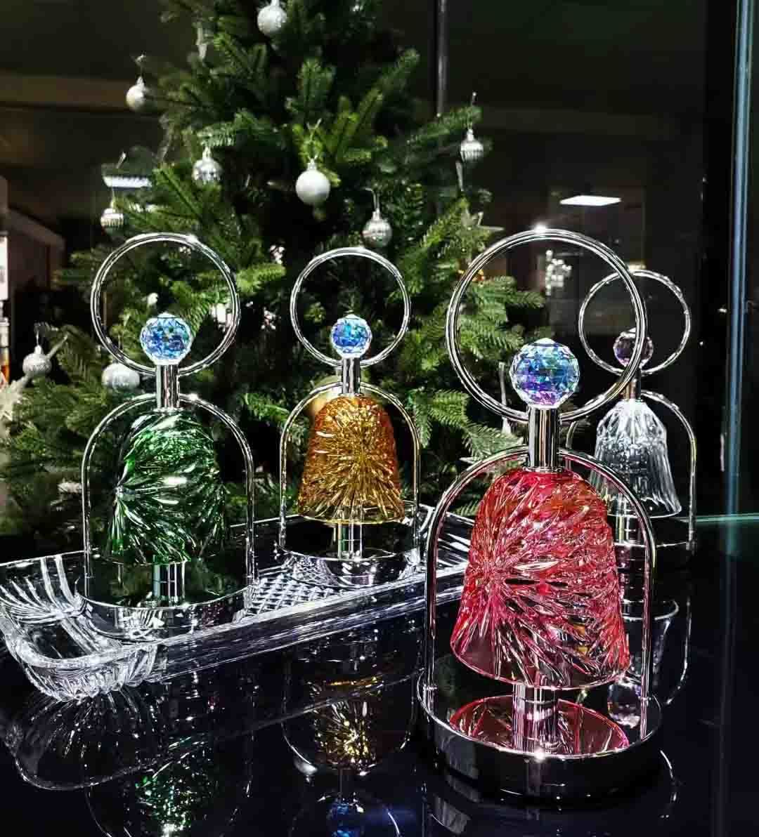 Modern decorative unique wind chimes bell shape luxury crystal ball cordless rechargeable table lamps
