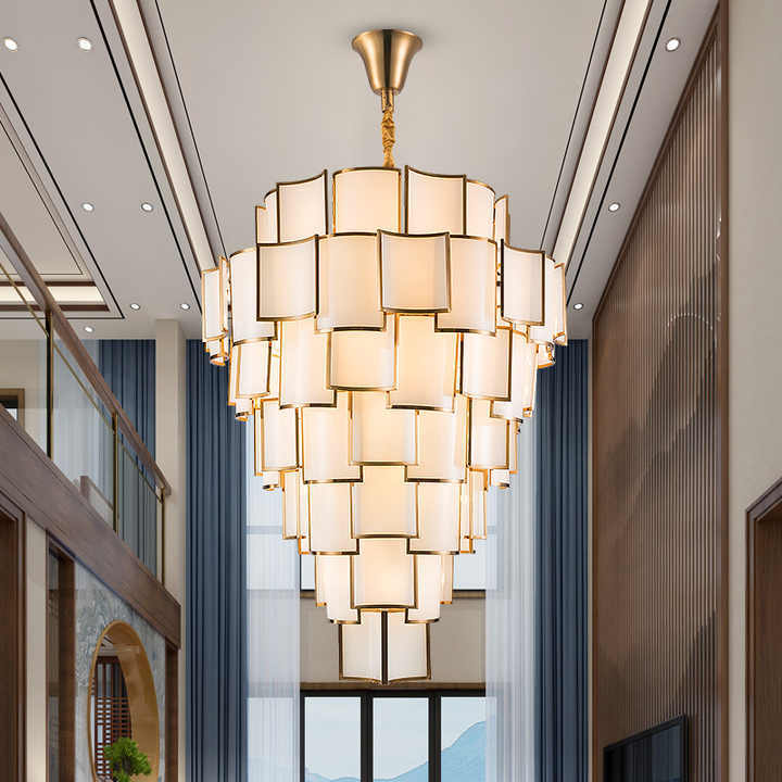 Luxury loft large glass chandelier high quality silver wire Lighting Modern custom big hanging pendant lights