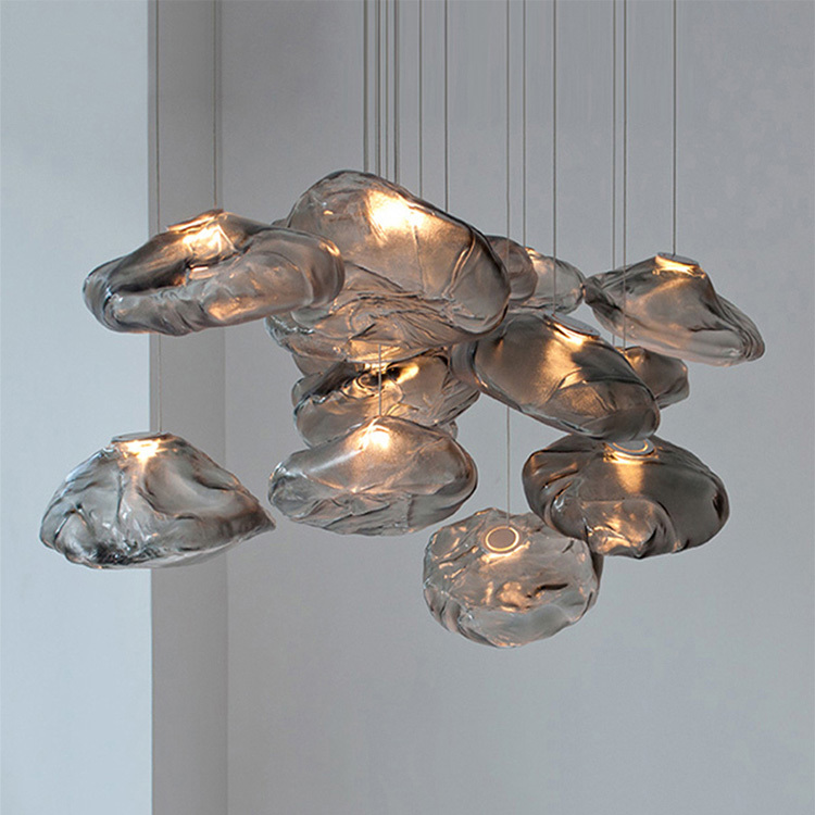 Low Price Residential Living Room Dinning Room Irregular Shape Glass Modern Led Pendant Light