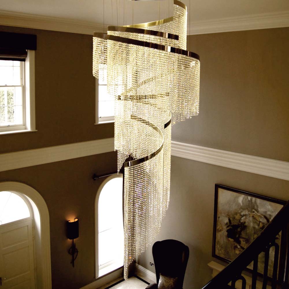 Modern Style Indoor Decoration Large Project Hotel Lobby Villa Staircase Crystal Chandelier
