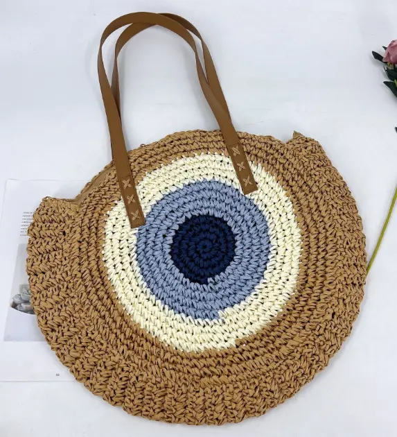 Discover the Charm of Retro Round Straw Woven Bags with Contrast Colors