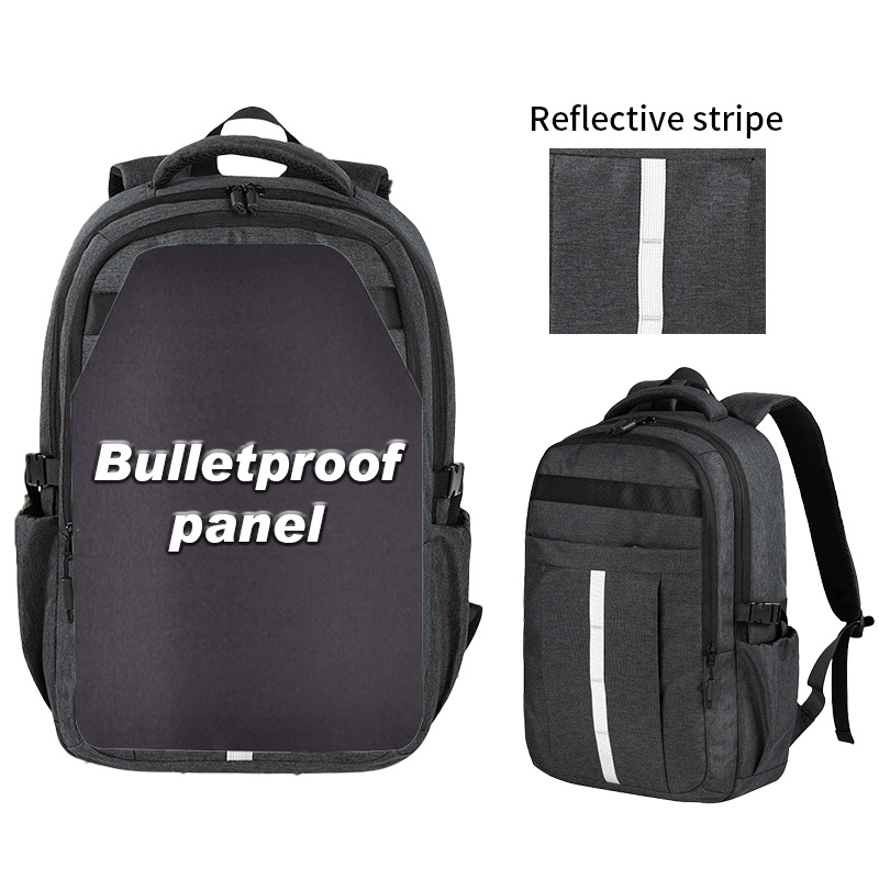 School Safety Bulletproof Backpack with Reflective Strips for Night Visibility