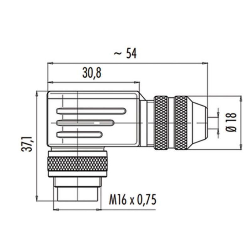 M16-5芯 (5A)弯公头 焊接