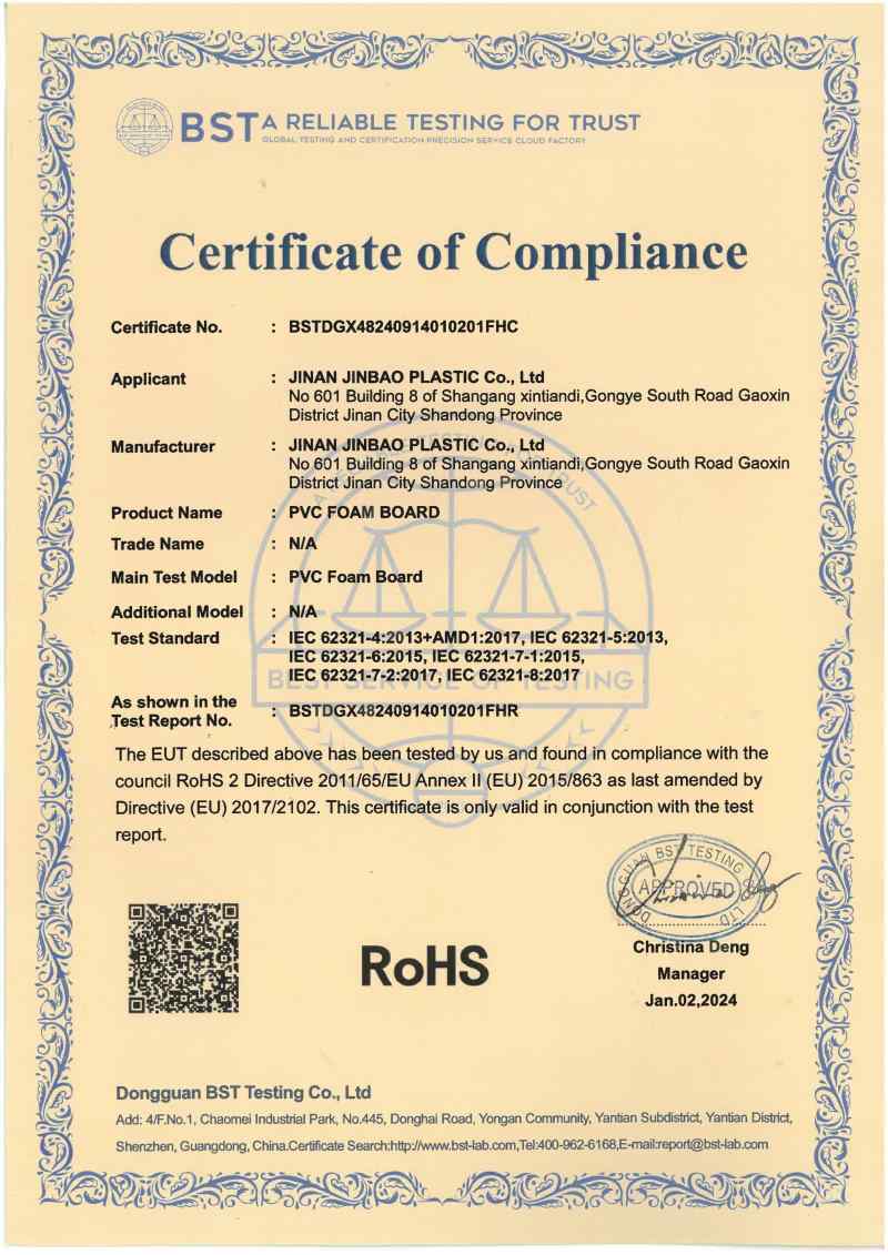 ROHS PVC Certificate ROHS PVC Certificate