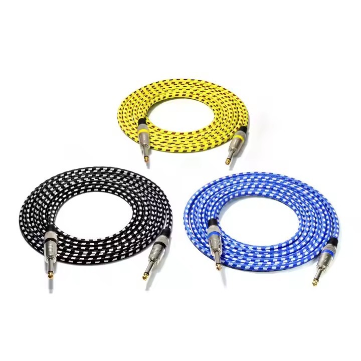 Hot-selling 6.35mm guitar dual-shielded TS audio connection cable, shielded noise-reducing audio cable, 1M 2M OEM