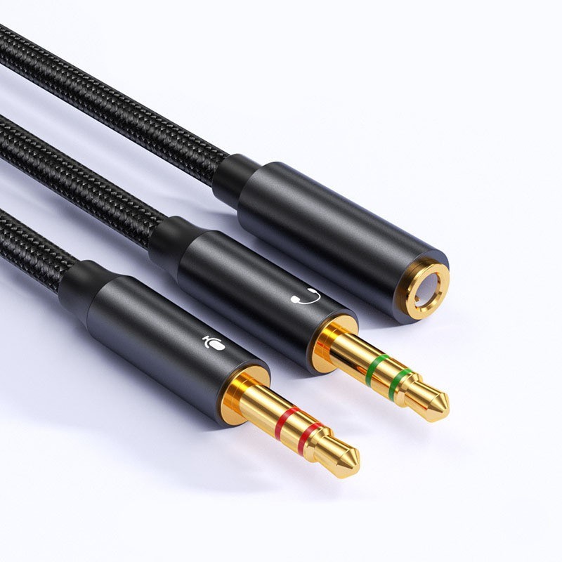 3.5mm female to dual 3.5mm male black
