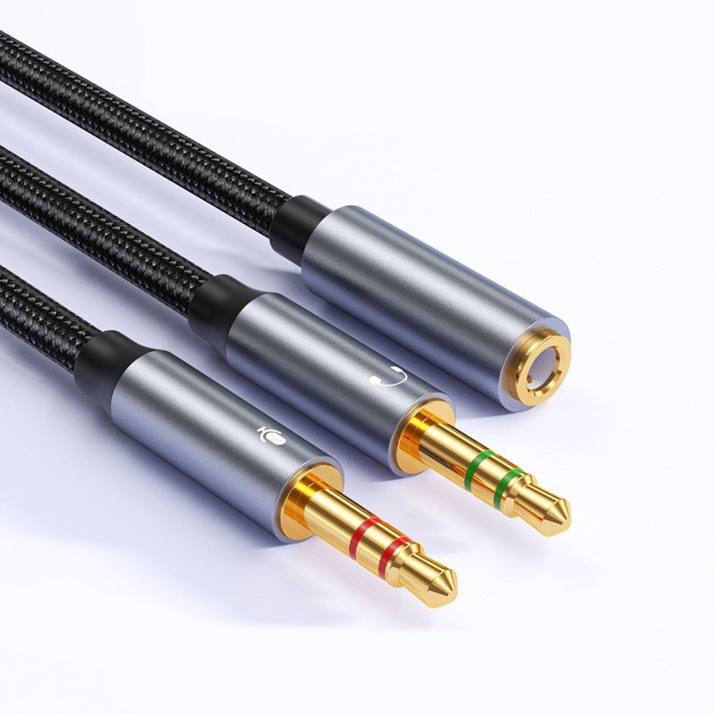 3.5mm female to dual 3.5mm male gray