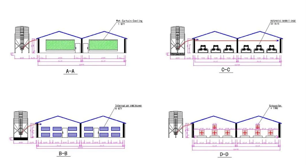 Various Rabbit Cages with Manual Feeding for Intensive Rabbit Farm