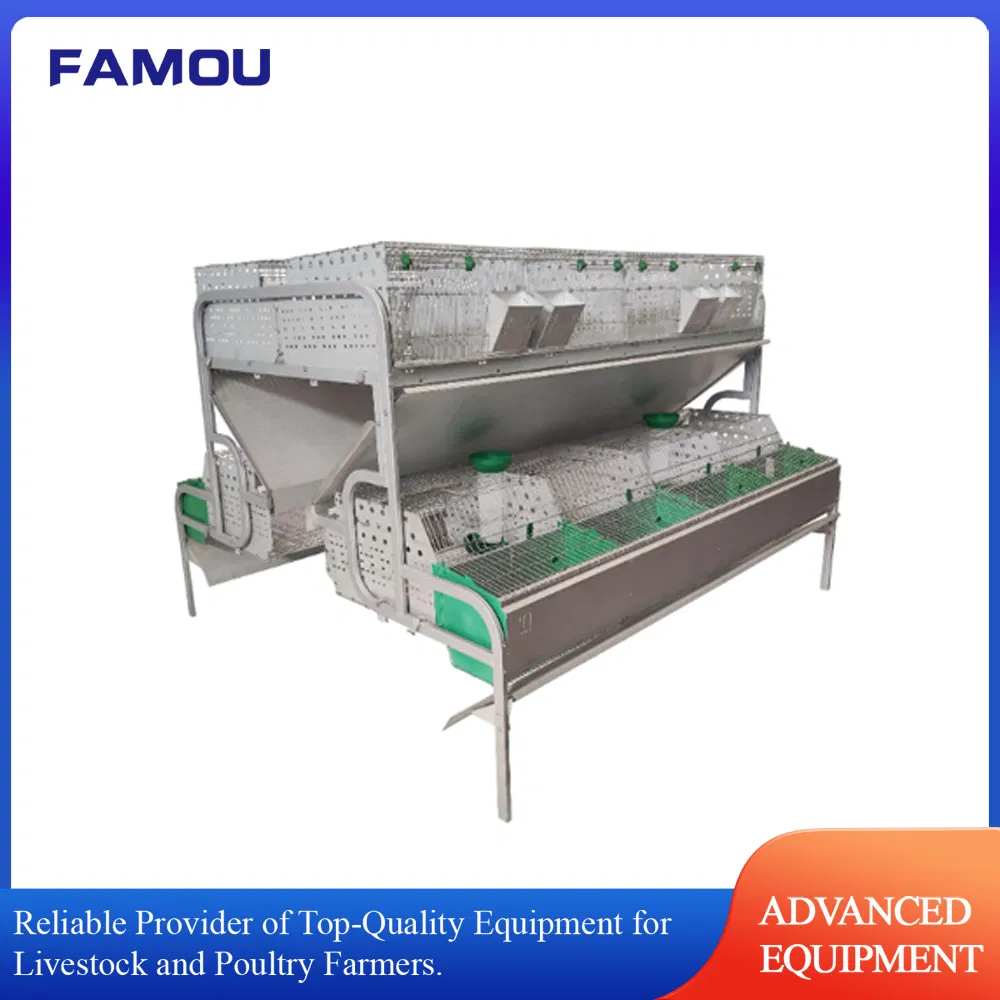 Zn-Al Alloy Commercial Rabbit Cages with Plastic Feeder and Manual Feeding