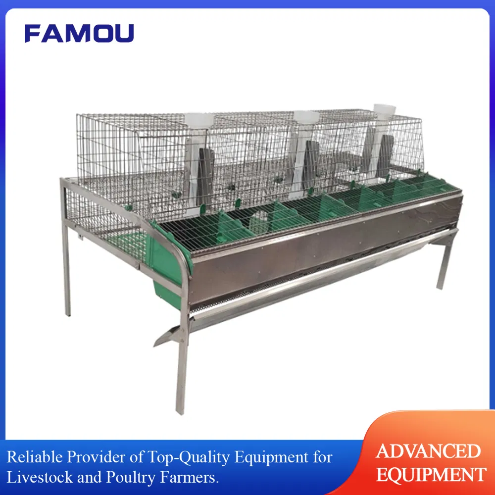 Zn-Al Alloy Commercial Rabbit Cages with Plastic Feeder and Manual Feeding