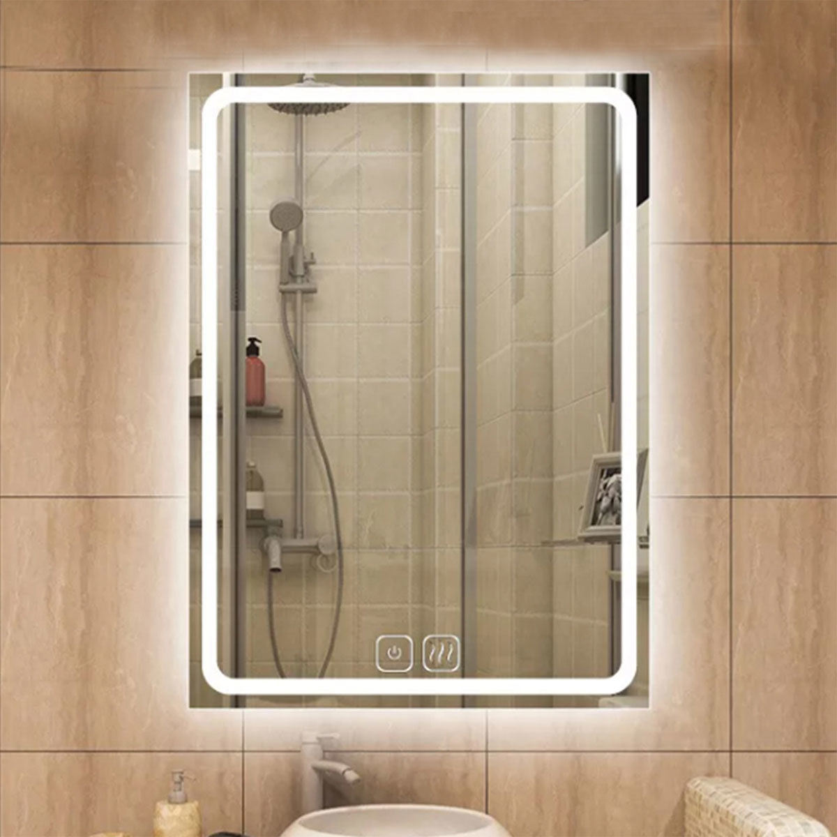 LED white
square new style mirror