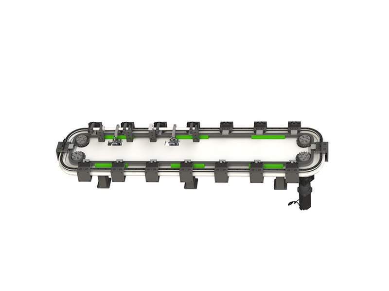 Rectangular double chain circular guide conveyor line
