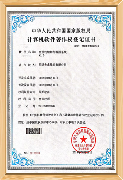 企業(yè)計算機軟件著作權登記證書