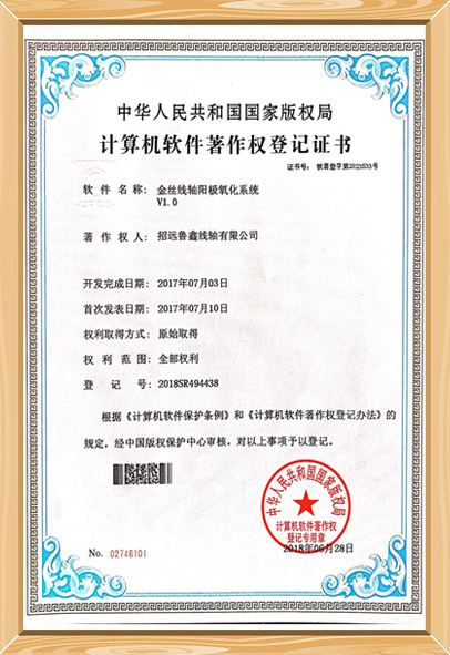 企業(yè)計算機軟件著作權登記證書