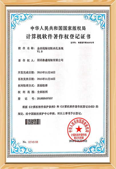 企業(yè)計算機軟件著作權登記證書