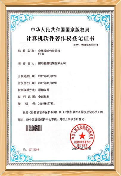 企業(yè)計算機軟件著作權登記證書