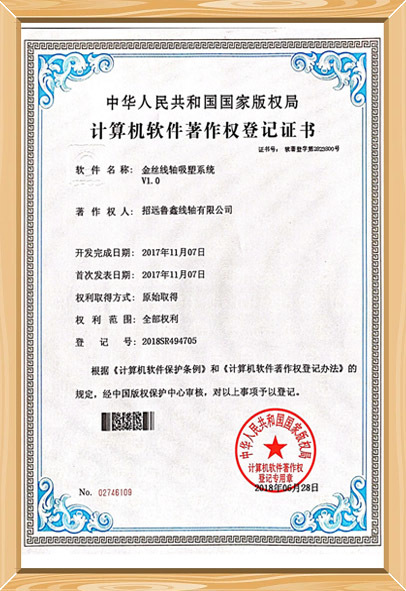 企業(yè)計算機軟件著作權登記證書
