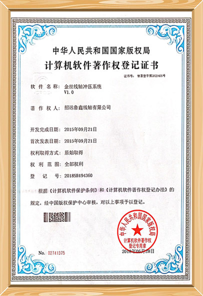 企業(yè)計算機軟件著作權登記證書