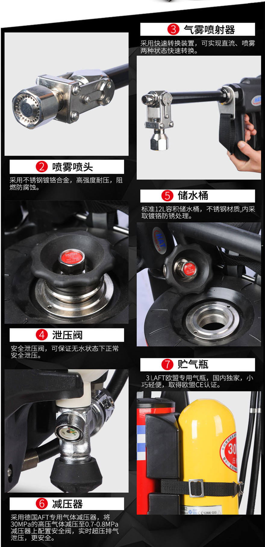 背负式细水雾灭火枪（12L） 海安特细水雾灭火系列