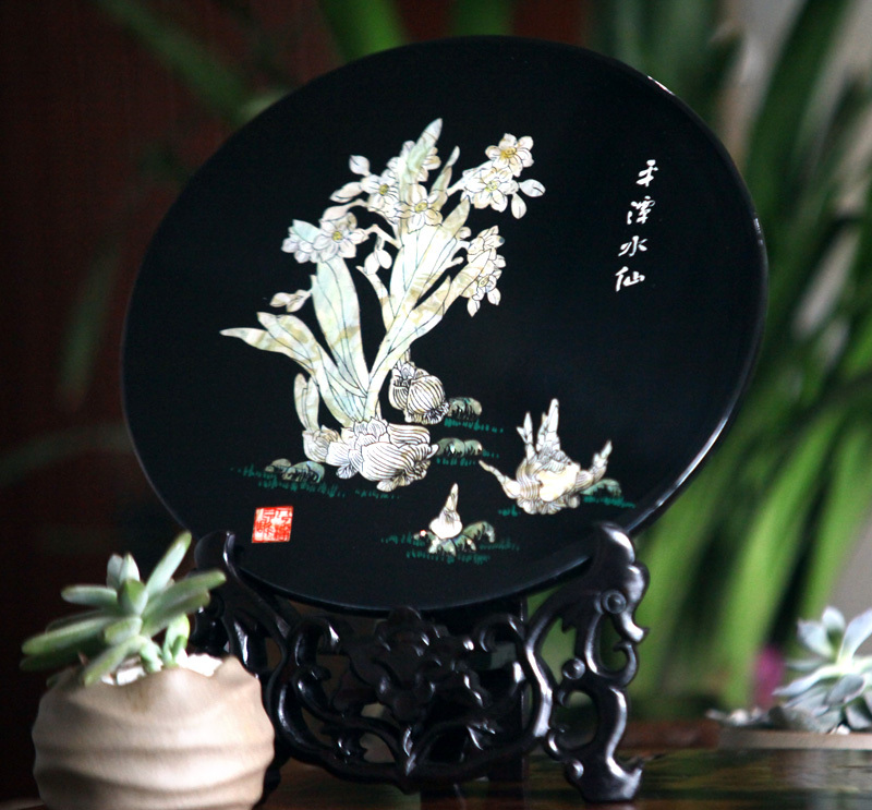 《平潭水仙》平磨嵌貝
