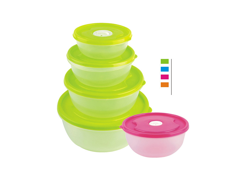 4pcs/set round plastic food container refrigerator crisper  