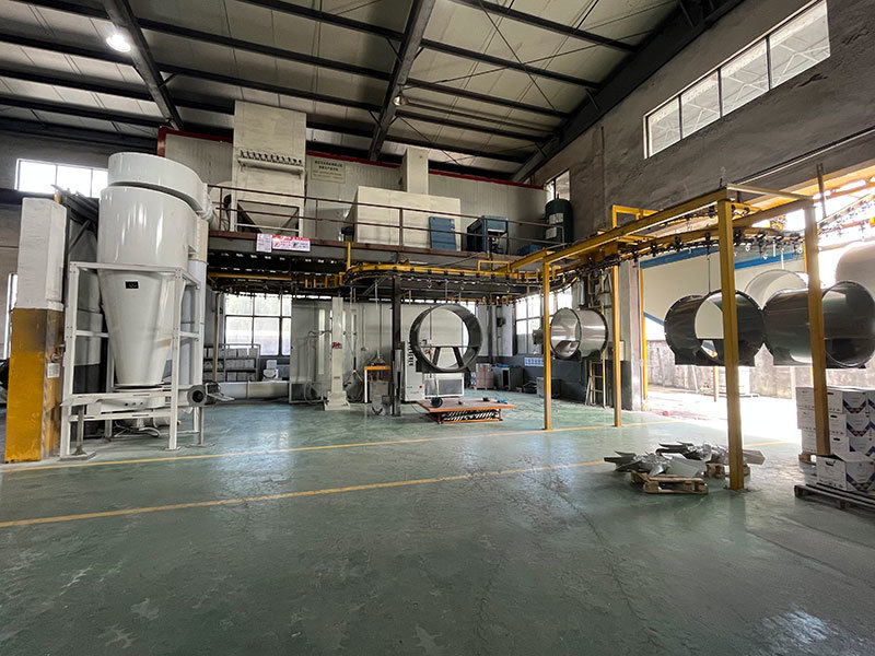 Plastic spraying assembly line