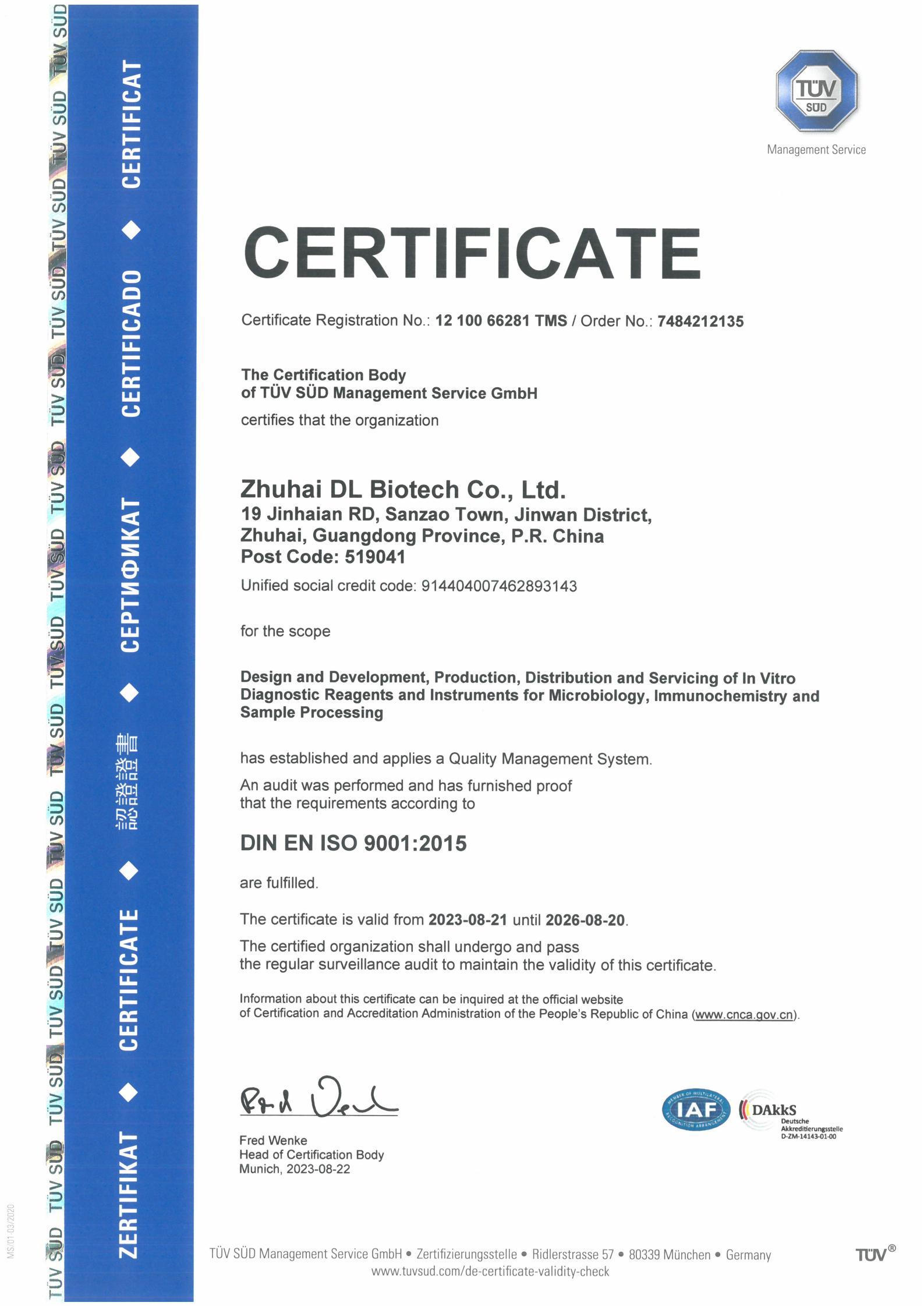 ISO 9001 by TUV