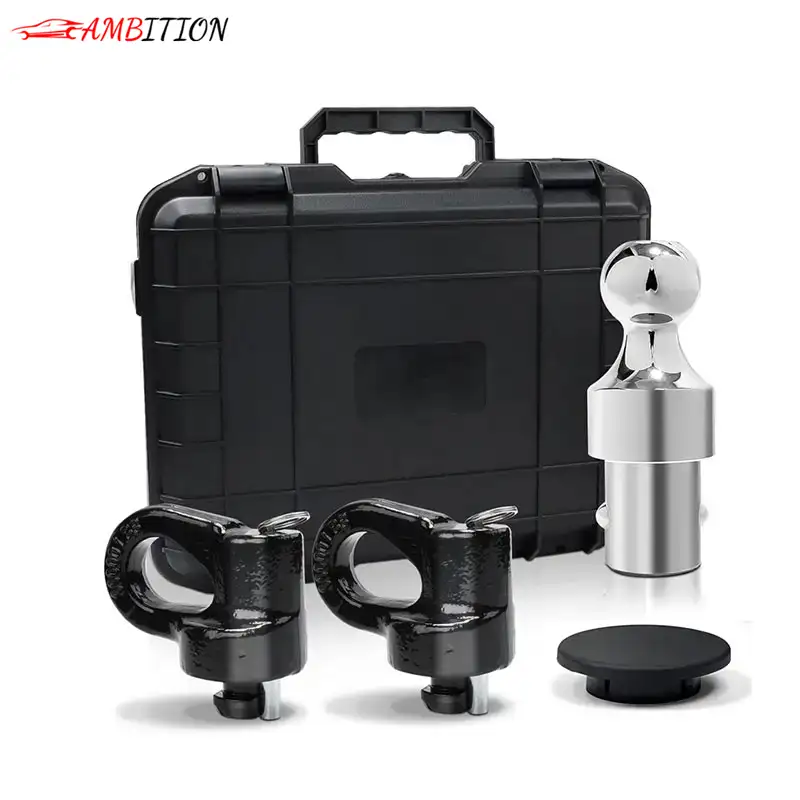 Gooseneck Hitch Ball Kit - 60692 Puck System with 2-516-Inch Ball and 2 Gooseneck Safety Chain Anchors