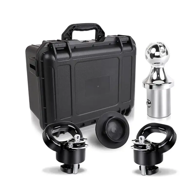 Gooseneck Hitch Ball Kit - 60638 Puck System with 2-516-Inch Ball and 2 Gooseneck Safety Chain Anchors