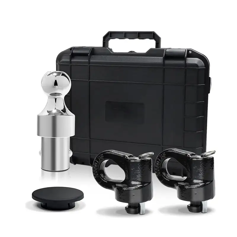 Gooseneck Hitch Ball Kit - 60639 Puck System with 2-516-Inch Ball and 2 Gooseneck Safety Chain Anchors