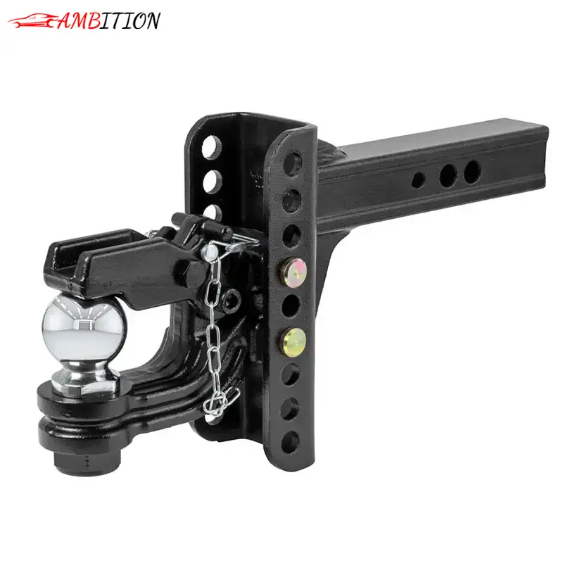 Adjustable trailer hitch Pintle Hook Combination, 2-Inch Receiver, 6-Inch Drop, 2-516-Inch Ball, 13,000 lbs