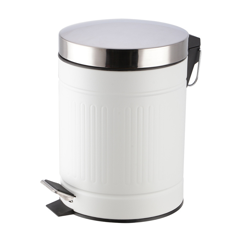 Flat cover Roman column pedal trash can