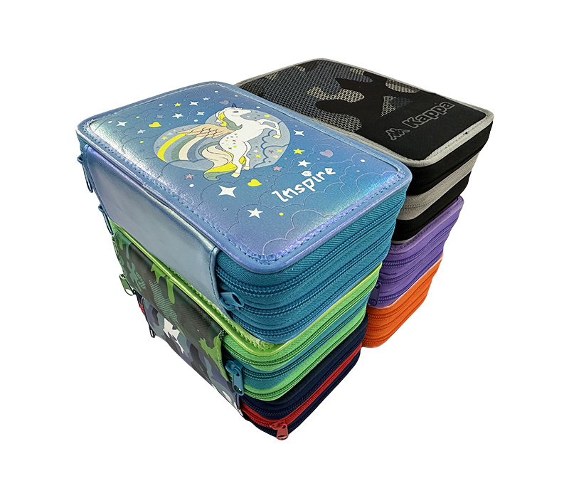 HIGH QUALITY THREE ZIPPER PENCIL CASE